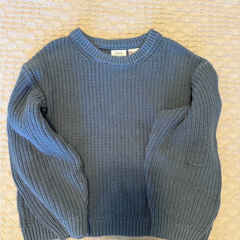 Zara Kids Crewneck Chunky Knit Sweater - Slate Blue
